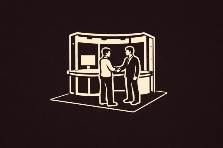 generation de leads sur un salon professionnel poignee de main stand exposition