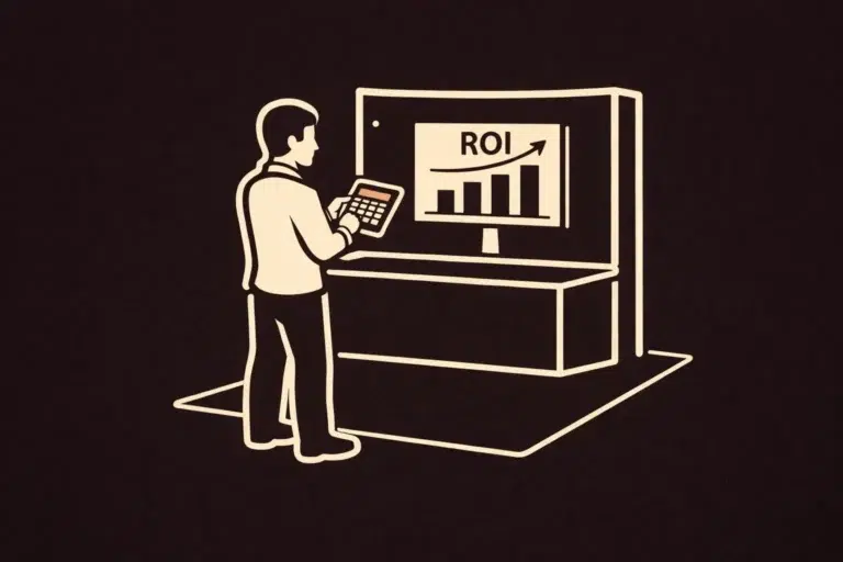 mesurer le roi d’un stand d’exposition calculatrice performance salon professionnel